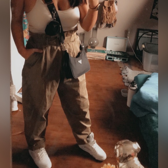 ‼️SOLD‼️Mango Khaki Paper Bag Utility Trouser Pants 🪵 - Picture 6 of 9